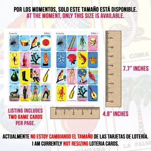 Tamaños de Lotería Mexicana Disponible